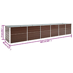 vidaXL Lit surélevé de jardin Acier galvanisé 480x80x77 cm Marron pas cher