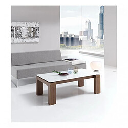 Inside 75 Table basse relevable 115 x 65 cm ARMONIA pieds noyer plateau verre blanc