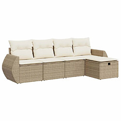 vidaXL Salon de jardin avec coussins 5 pcs beige résine tressée