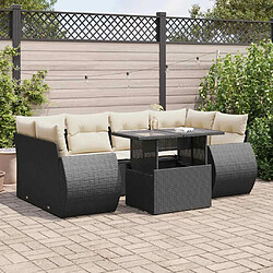 vidaXL Salon de jardin 7 pcs avec coussins noir résine tressée