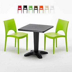 Grand Soleil Table et 2 chaises colorées polypropylen