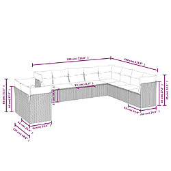 Avis vidaXL Salon de jardin avec coussins 10 pcs gris clair résine tressée