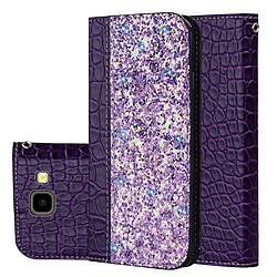 Wewoo Etui à rabat horizontal en cuir texturé avec texture paillettée et crocodile pour Galaxy J4 +, avec emplacements pour cartes et support (Violet)