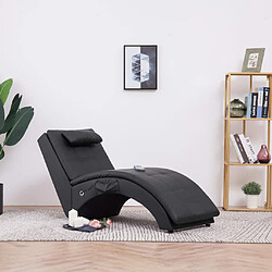 Maison Chic Chaise longue de massage avec oreiller| Bain de soleil Relax | Transat Noir Similicuir -GKD24637