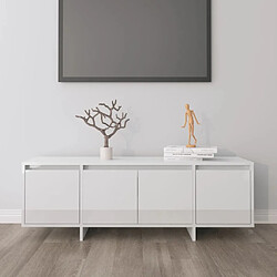 Maison Chic Meuble TV scandinave - Banc TV pour salon Blanc brillant 120x30x40,5 cm Aggloméré -MN34121