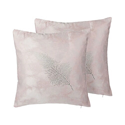 Beliani Lot de 2 coussins SILENE 45 x 45 cm Motif de plante Rose