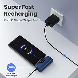 SANAG Batterie Externe Pour Iphone 16/15 Series, 5200Mah Usb C Power Bank À Charge Rapide, Ultra-Compact Et Léger Batterie Portable Écran Lcd Chargeur Portable Pour Iphone 16/15/15 Pro Samsung Etc.(Bleu)