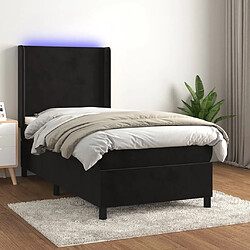 Sommier à lattes,Cadre à lattes de lit pour Adulte matelas et LED Noir 100x200 cm Velours -MN34137