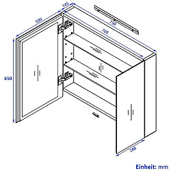 EMKE Armoire à miroir avec miroir poignée invisible Armoire miroir de salle de bain avec étagères en verre réglables en hauteur 75×65cm Grise pas cher