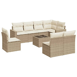 Maison Chic Salon de jardin avec coussins 9 pcs | Ensemble de Table et chaises | Mobilier d'Extérieur beige résine tressée -GKD76013