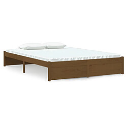 vidaXL Cadre de lit sans matelas marron miel bois massif 140x190 cm