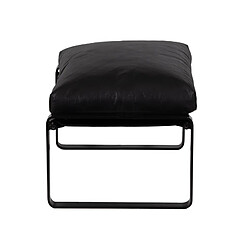 BOIS & CHIFFONS Pouf cuir noir Damo pas cher