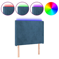 vidaXL Tête de lit à LED Bleu foncé 93x16x118/128 cm Velours