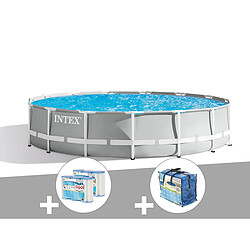 Kit piscine tubulaire Intex Prism Frame ronde 4,57 x 1,07 m + Bâche à bulles + 6 cartouches de filtration