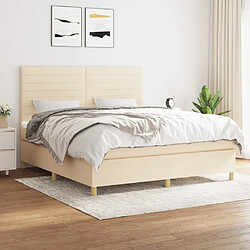 Maison Chic Lit adulte- Lit + matelas,Sommier à lattes de lit avec matelas Crème 180x200 cm Tissu -GKD34518