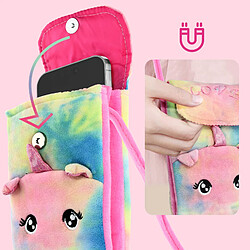 Avizar Pochette Bandoulière pour Smartphone en Tissu Design Licorne Arc en Ciel pas cher