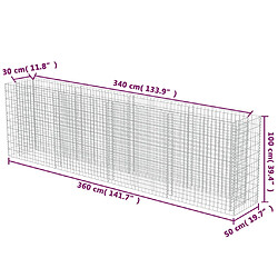 vidaXL Lit surélevé à gabion Acier galvanisé 360x50x100 cm pas cher