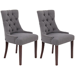 Decoshop26 Lot de 2 chaises de salle à manger avec boutons décoratives assise en tissu gris foncé pieds foncés 10_0001519