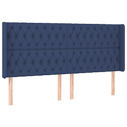 Maison Chic Tête de lit scandinave avec oreilles,meuble de chambre Bleu 203x16x118/128 cm Tissu -MN56713