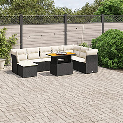 Maison Chic Ensemble Tables et chaises d'extérieur 9 pcs avec coussins,Salon de jardin noir résine tressée -GKD734398