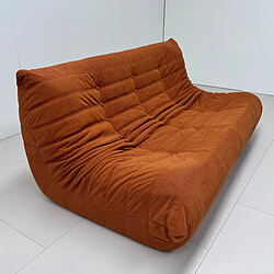 SoftEva Canapé trois places - Orange Marron - pas d'assemblage, mousse double confort, support ergonomique, intérieur en tissu doux au toucher