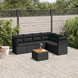 Maison Chic Ensemble Tables et chaises d'extérieur 7pcs avec coussins,Salon de jardin noir résine tressée -GKD810922