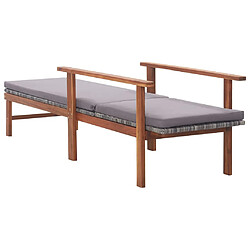 Maison Chic Chaise longue | Transat Bain de soleil et coussin Résine tressée et bois d'acacia Gris -GKD65359 pas cher