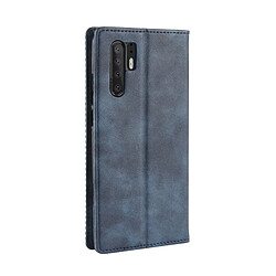 Avis Wewoo Housse Coque Étui en cuir à boucle magnétique avec texture rétro et pour HuP30 Pro, support emplacements pour cartes porte-monnaie (bleu)