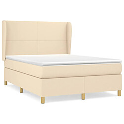 vidaXL Sommier à lattes de lit avec matelas Crème 140x200 cm Tissu