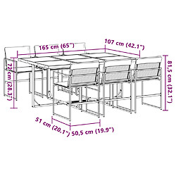 vidaXL Ensemble à manger de jardin avec coussins 7 pcs blanc textilène pas cher