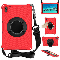 Coque en TPU texture de toile d'araignée, antichoc, béquille, EVA avec bandoulière rouge pour votre Lenovo Tab P11 TB-J606F 11 pouces