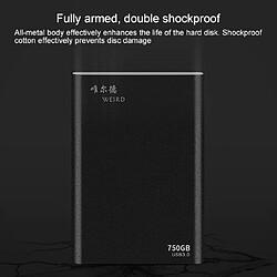 Wewoo Disques SSD externes Disque dur mobile à semi-conducteurs ultra-finlégertransmission USB 3.0750 Go2,5 pouces USB 3.0 noir pas cher