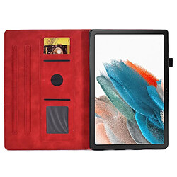 Etui en PU avec support, porte-cartes et porte-stylo pour Samsung Galaxy Tab A8 10.5 (2021) SM-X200/SM-X205 - rouge