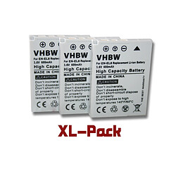 vhbw 3x Batteries compatible avec Nikon CoolPix S6, S7, S7c, S9, S52c appareil photo, reflex numérique (600mAh, 3,6V, Li-ion)