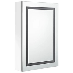 Avis Maison Chic Armoire de salle de bain,Meuble de rangement,Meuble haut à miroir LED Blanc brillant 50x13x70cm -GKD965283