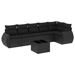 Maison Chic Salon de jardin 7 pcs avec coussins | Ensemble de Table et chaises | Mobilier d'Extérieur noir résine tressée -GKD32579