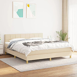 vidaXL Sommier à lattes de lit avec matelas Crème 160x200 cm Tissu