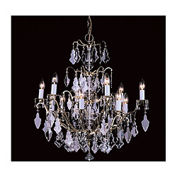 Lumière Chandelier sans abats jours Louvre Cristal Laiton poli 12 ampoules 75cm