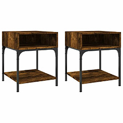 Maison Chic Lot de 2 Tables de chevet - Tables de Nuit chêne fumé 40x41x50 cm bois d’ingénierie