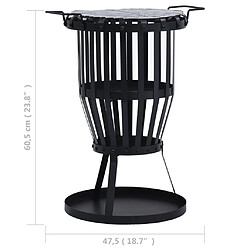 vidaXL Panier de foyer de jardin avec gril de barbecue Acier 47,5 cm pas cher