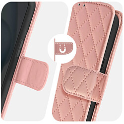 Avizar Étui pour iPhone 15 Portefeuille Design rhombique matelassé collection Geo rose pas cher