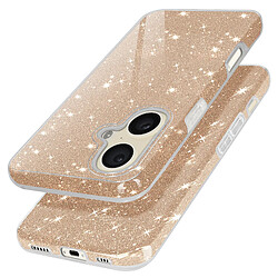 Avizar Coque Paillette pour iPhone 16 Hybride Design Glamour Dorée