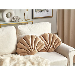 Beliani Lot de 2 coussins CONSOLIDA Velours Unicolore Beige sable