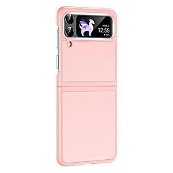 Coque en TPU + PU anti-chute, avec cadre de lentille de galvanoplastie pour votre Samsung Galaxy Z Flip3 5G/Z Flip4 5G - rose