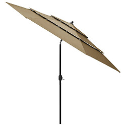 ComfortXL Parasol à 3 Niveaux Avec Mât En Aluminium Taupe 3 M