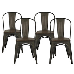 Lot de 4 chaises en métal Tilo - Pomax