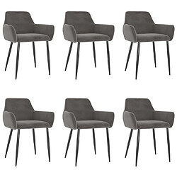 vidaXL Chaises de salle à manger 6 pcs Gris foncé Velours