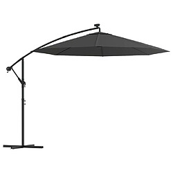 Helloshop26 Parasol meuble de jardin en porte-à-faux led et mât en acier 300 cm anthracite 02_0008641