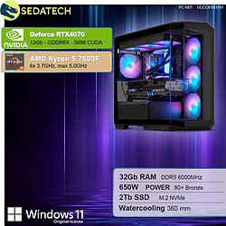 Sedatech PC Gamer Large Vision • AMD Ryzen 5 7500F • RTX4070 • 32Go DDR5 • 2To SSD M.2 • Windows 11