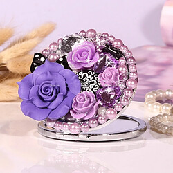 Wewoo Miroir de maquillage fait à la main Violet Rose Portable Double-Side Mirror